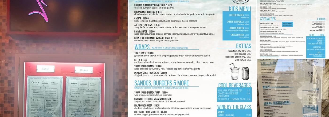 Pacifica Breeze Cafe Menu