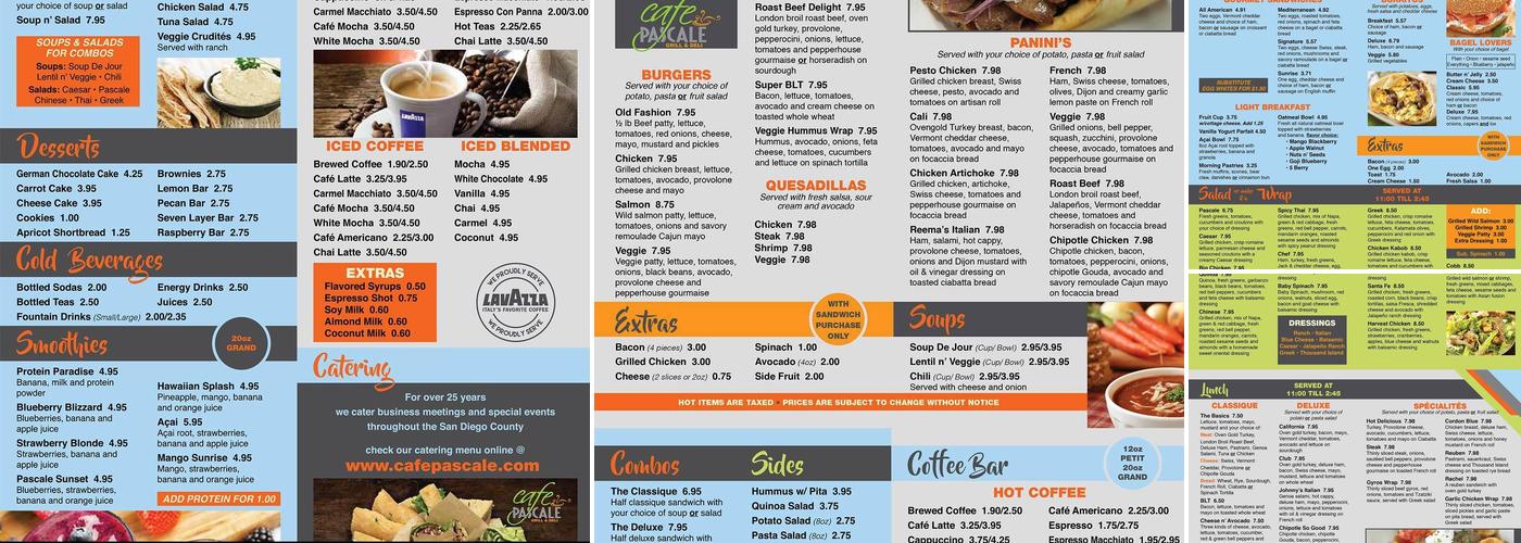 Cafe Pascale Menu