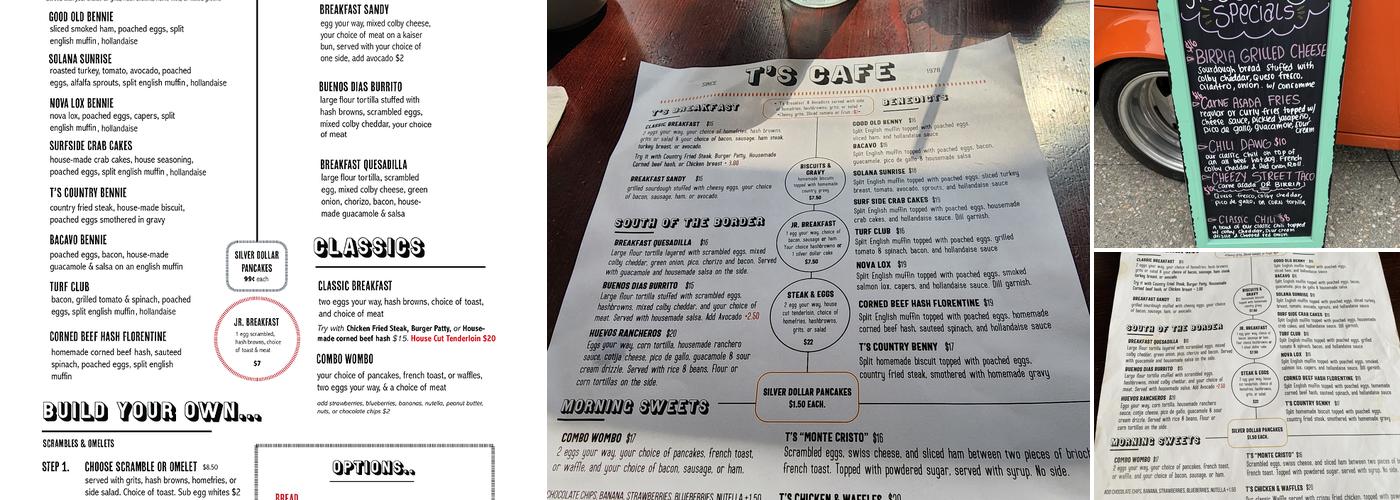 T's Cafe Solana Beach Menu