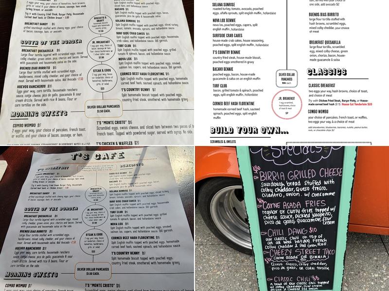 T's Cafe Solana Beach Menu