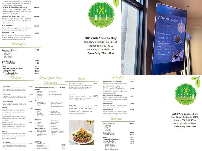 NY Garden Deli & Cafe Menu
