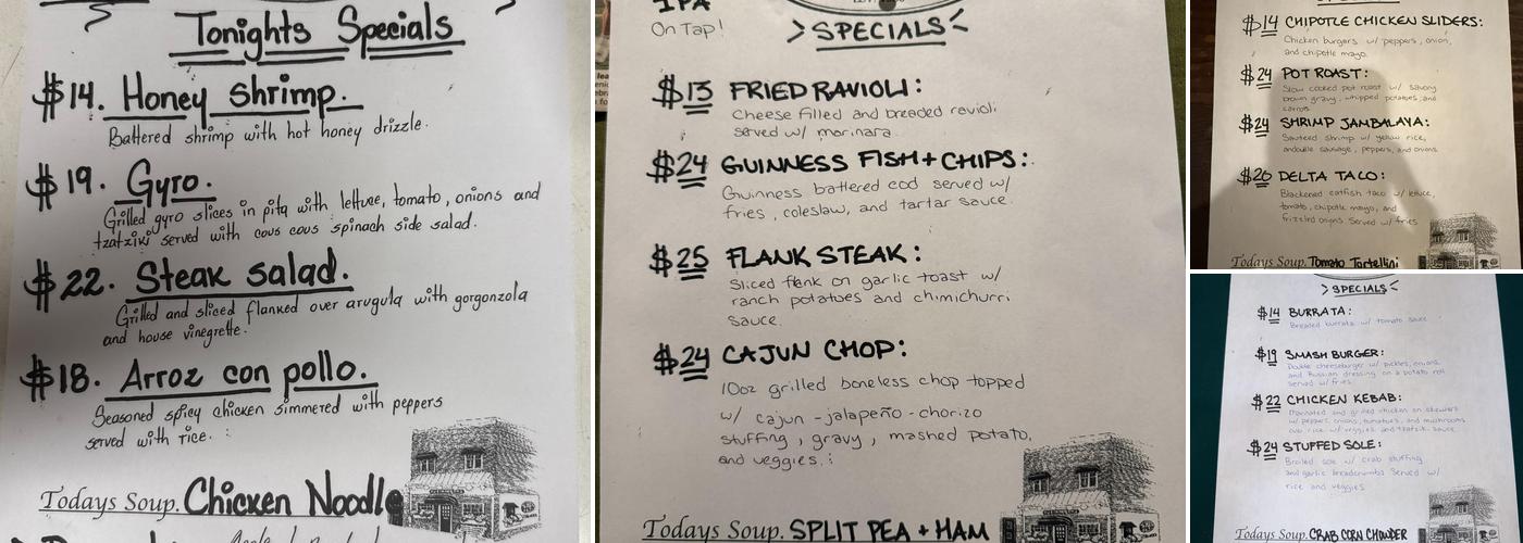 P.J. Finnegan's Menu
