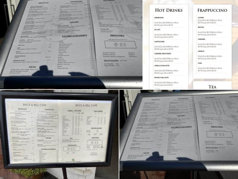 Brick & Bell Cafe - La Jolla Shores Menu