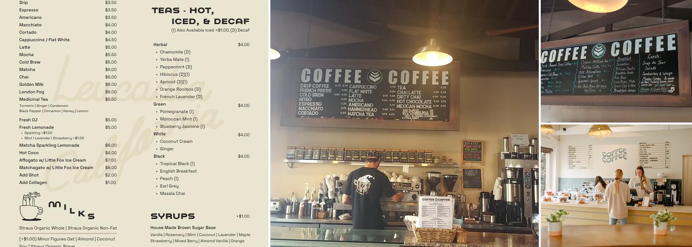 Coffee Coffee Menu