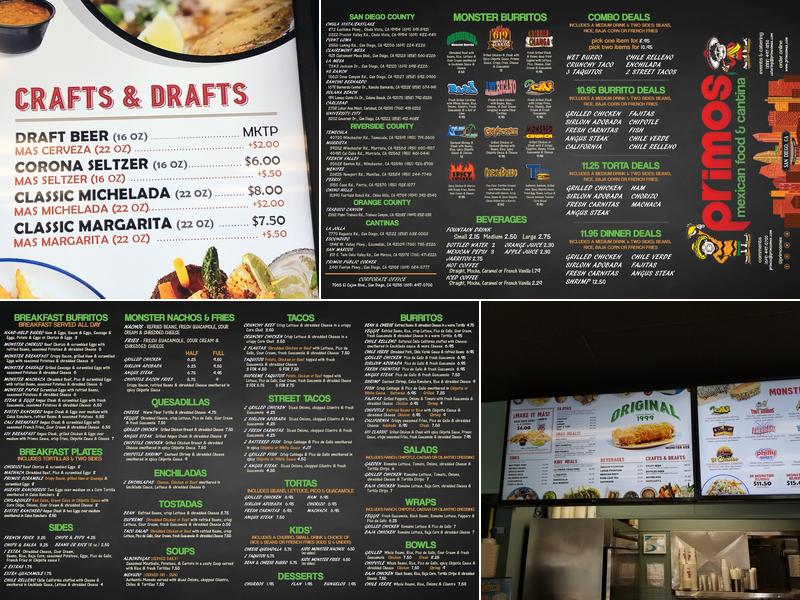 Primos Mexican Food Menu
