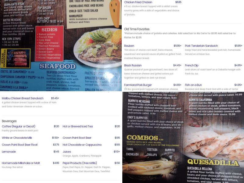 Cronk's Cafe Menu