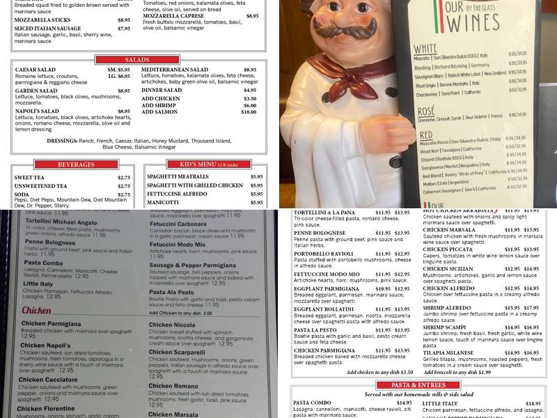 Napoli’s Italian Restaurant Menu