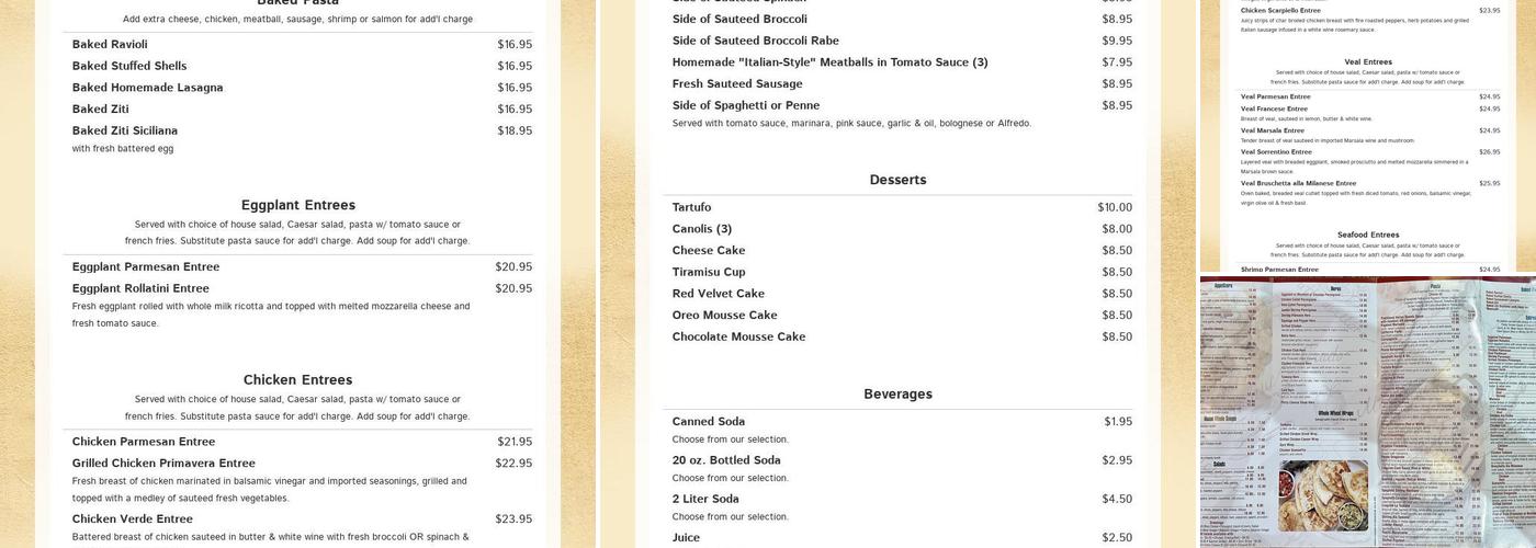 Toskana Pizzeria Restaurant Menu