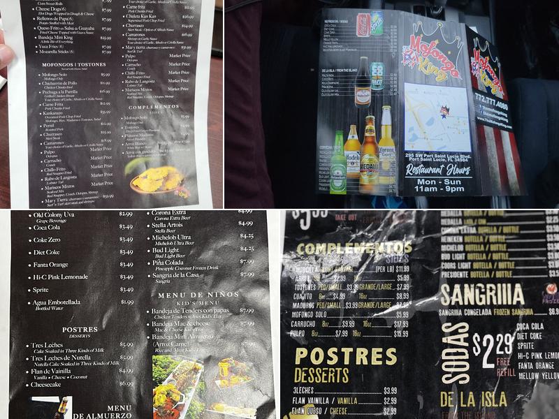 The Mofongo King Menu