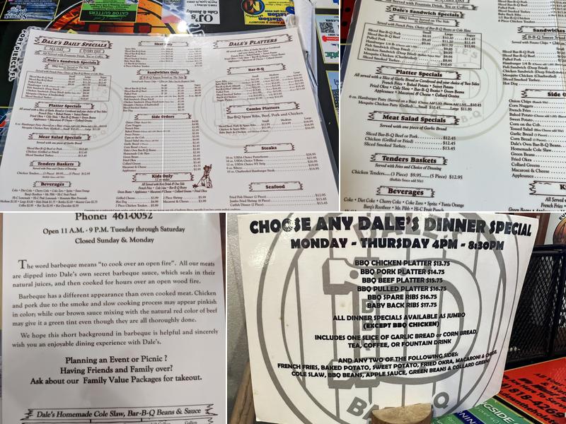 Dale's BBQ South Menu