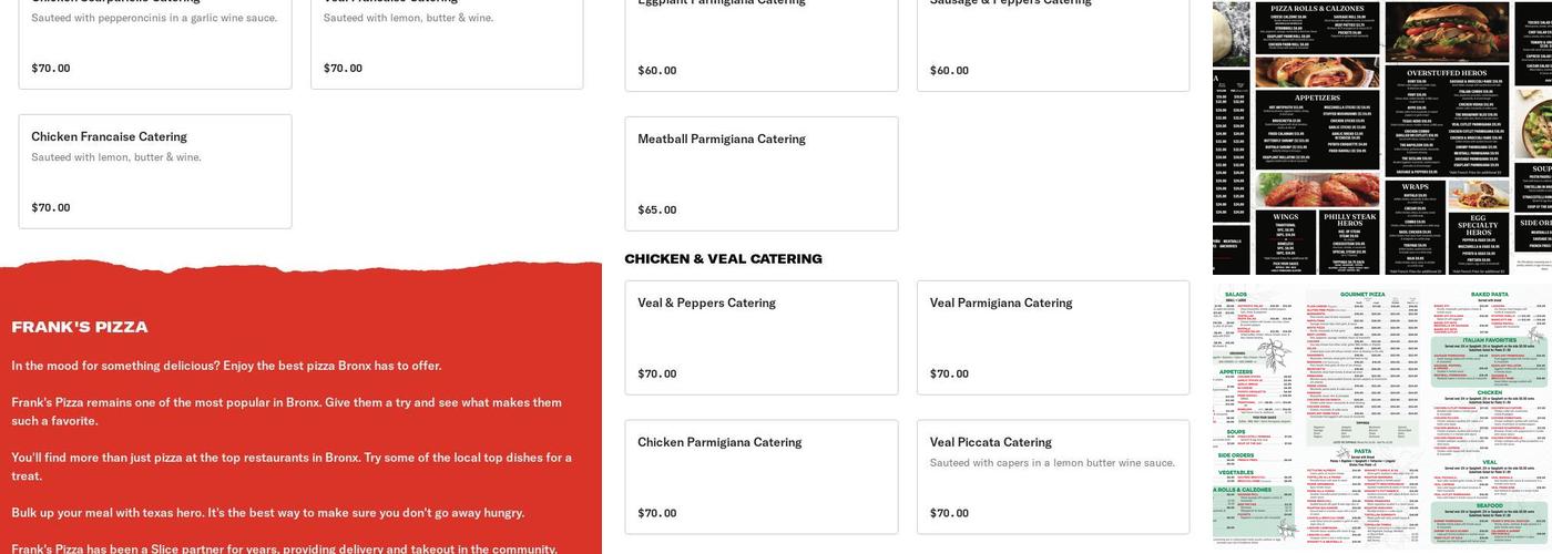 Frank's Pizza Menu