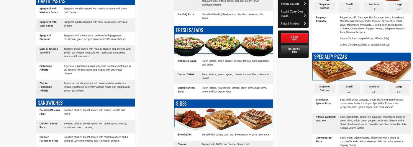 Breadeaux Pizza Menu