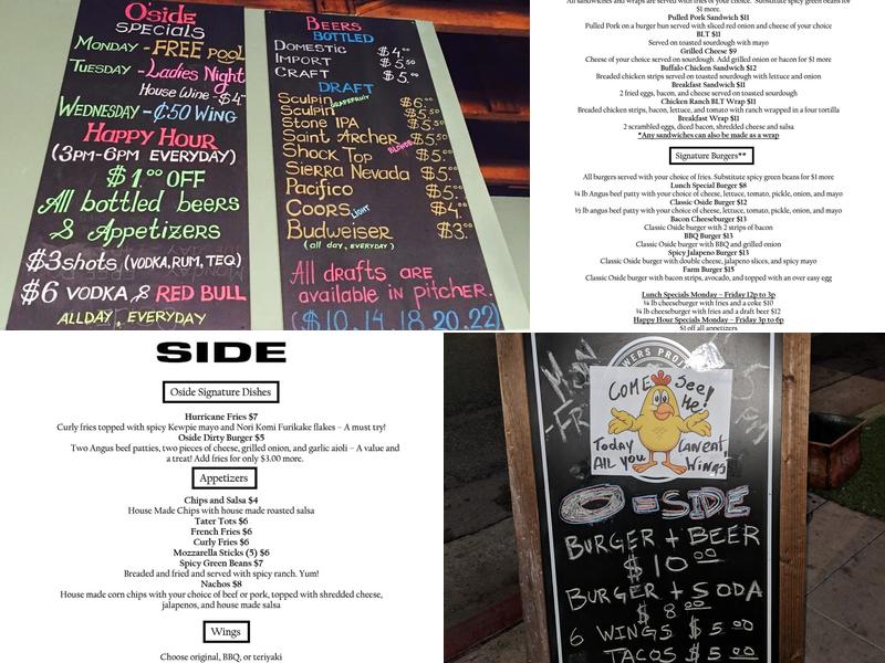 O'Side Sports Bar & Grill Menu