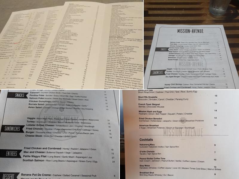 Mission Avenue Menu