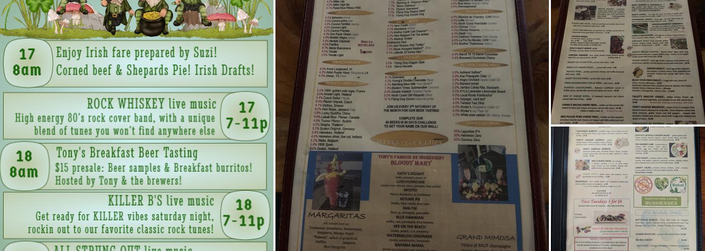 Tony's Sports Bar and Grill Menu