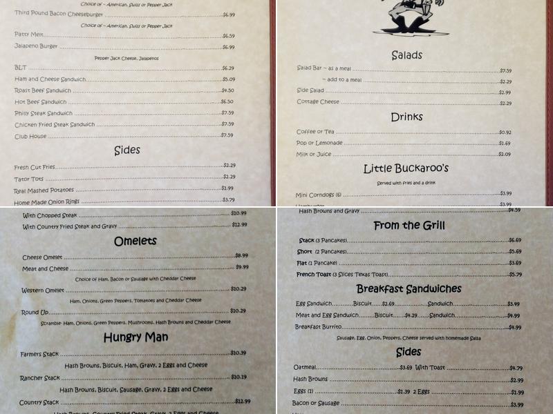 Cowboy Cafe Menu