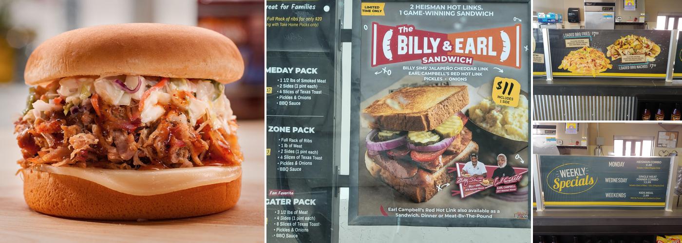 Billy Sims BBQ Menu
