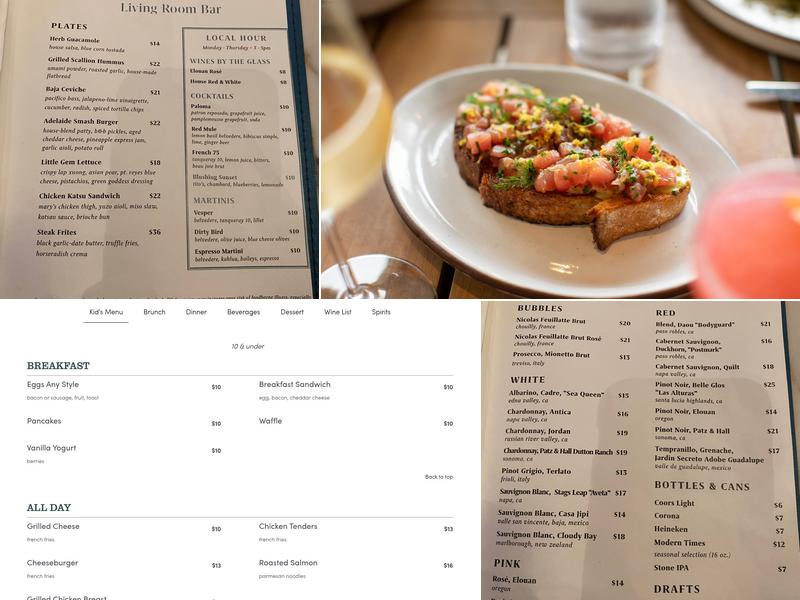 Adelaide Restaurant Menu