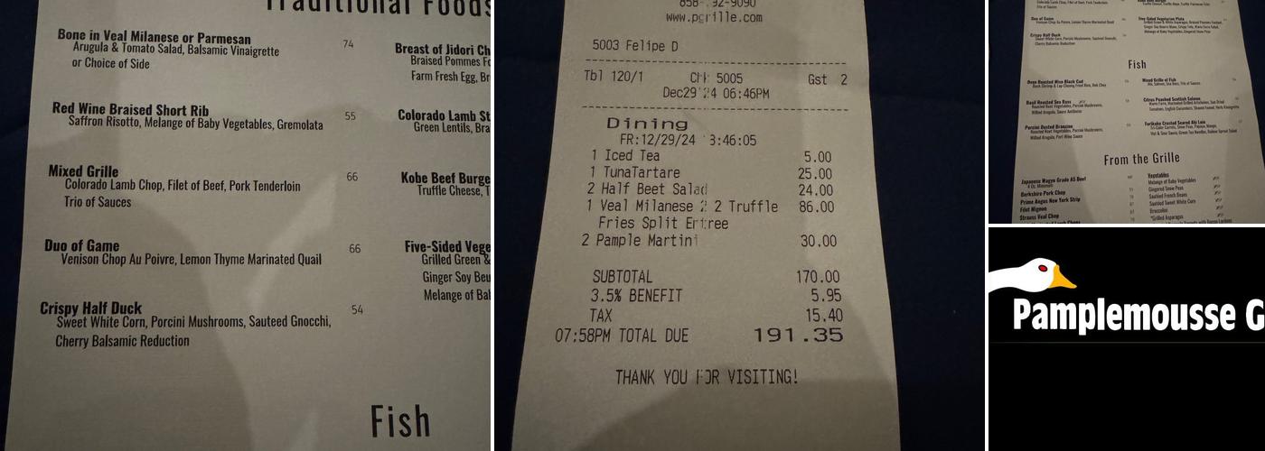 Pamplemousse Grille Menu