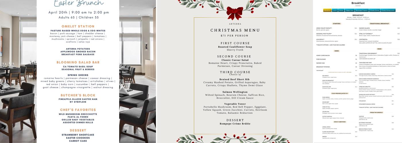 Arterra Menu