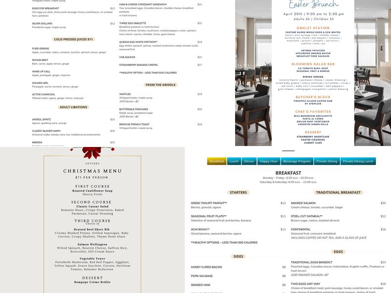 Arterra Menu