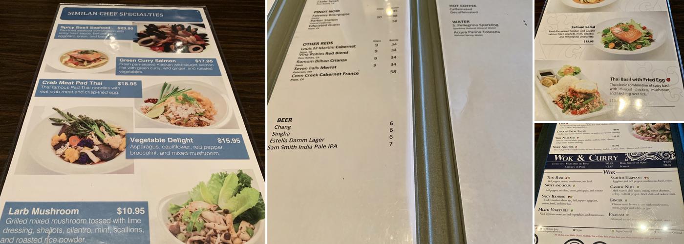 Similan Thai Restaurant Menu