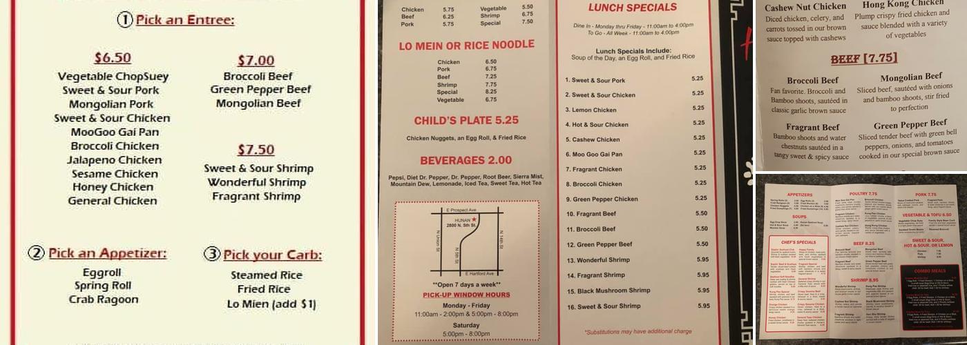 Hunan Menu