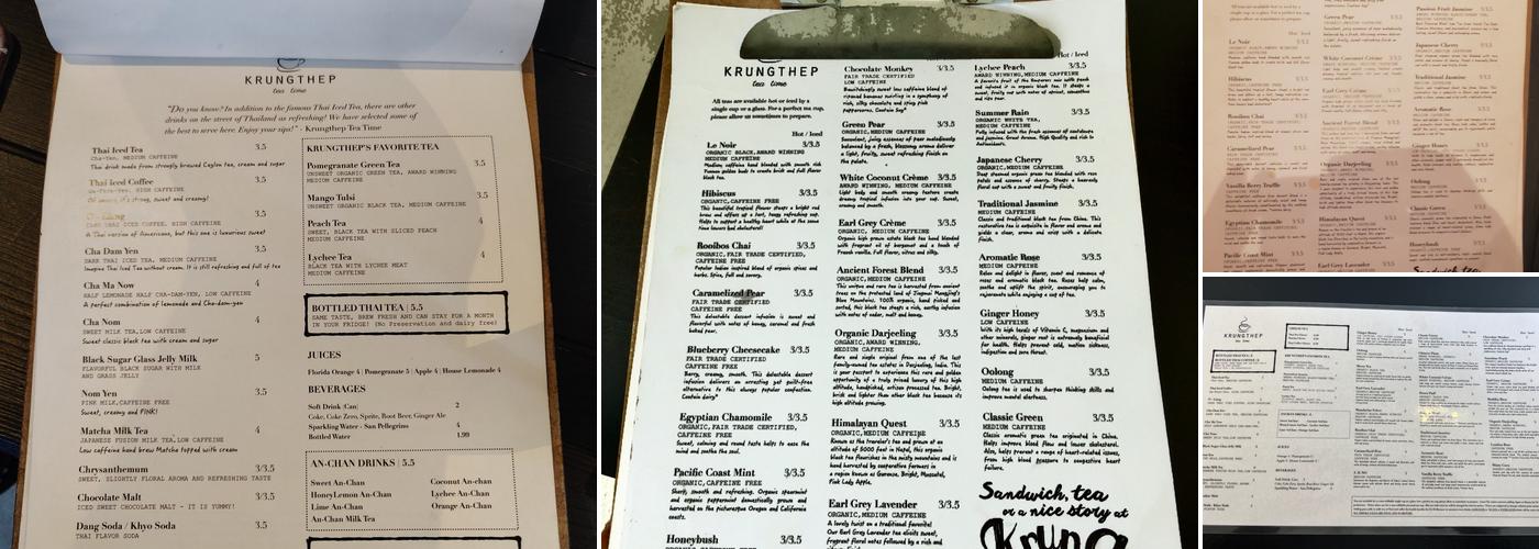 Krungthep Tea Time Menu