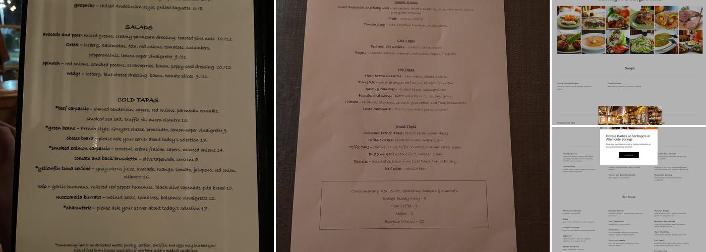 Santiago's Bodega Menu