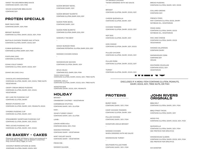 4 Rivers Smokehouse Menu