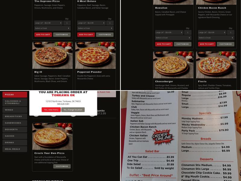 Simple Simon's Pizza Menu