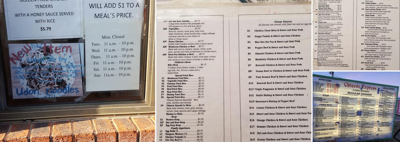 Chinese Express Menu