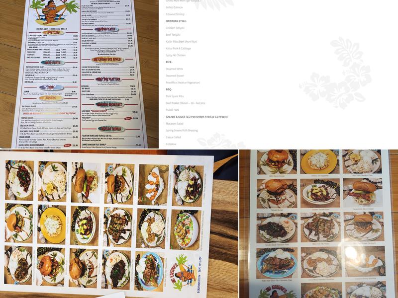 Big Kahuna's Menu