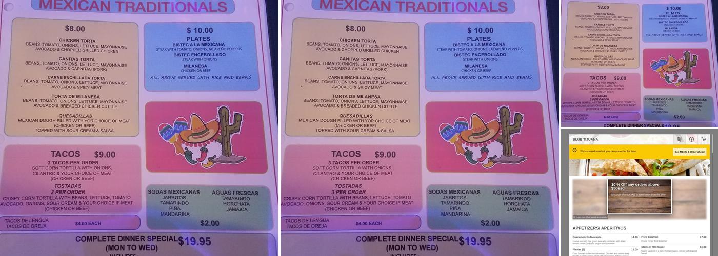 Blue Tijuana Menu