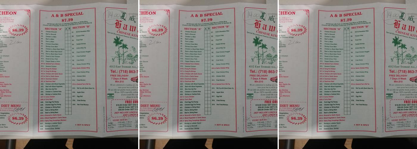 Hawaii Menu