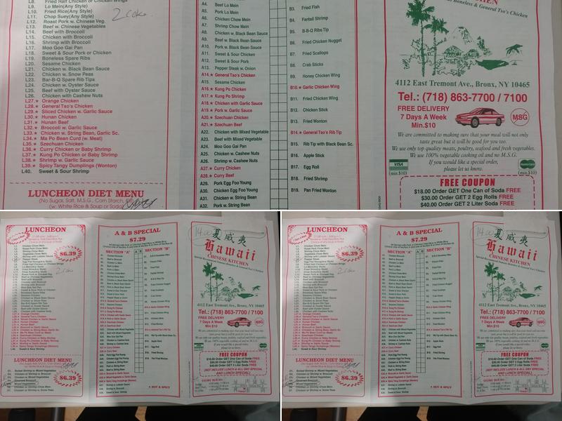 Hawaii Menu