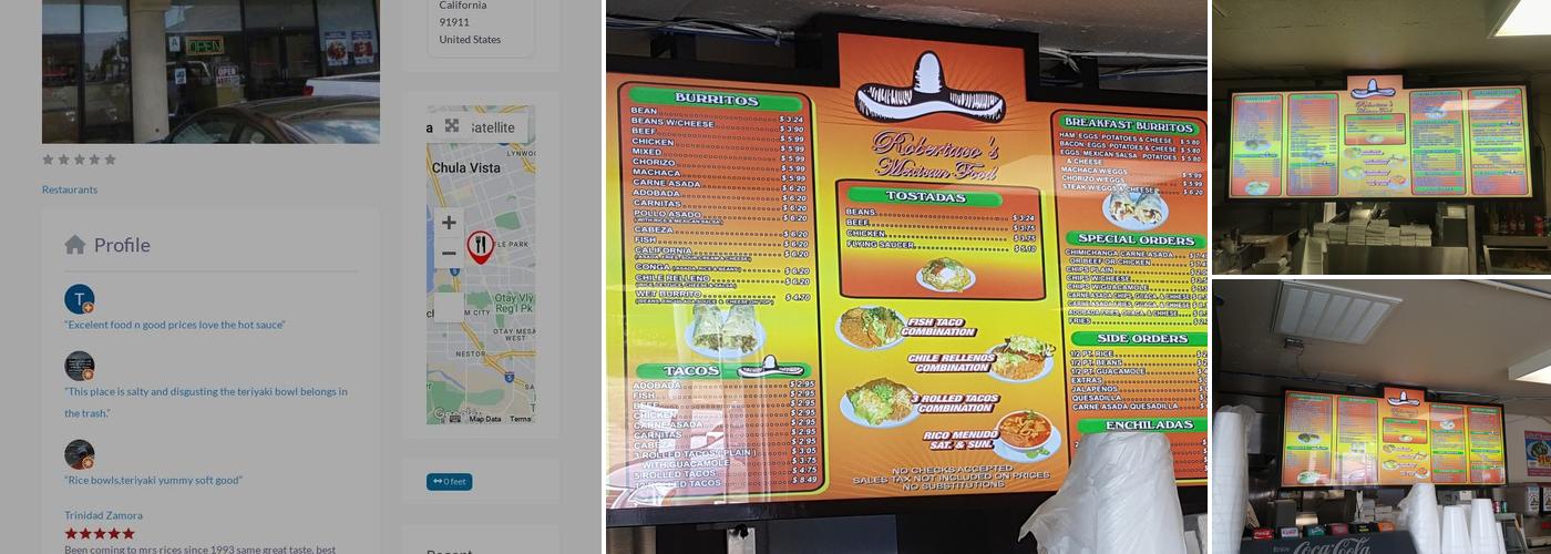 Robertacos Menu
