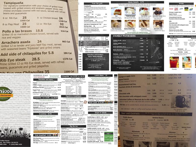 Restaurant El Achiote Menu