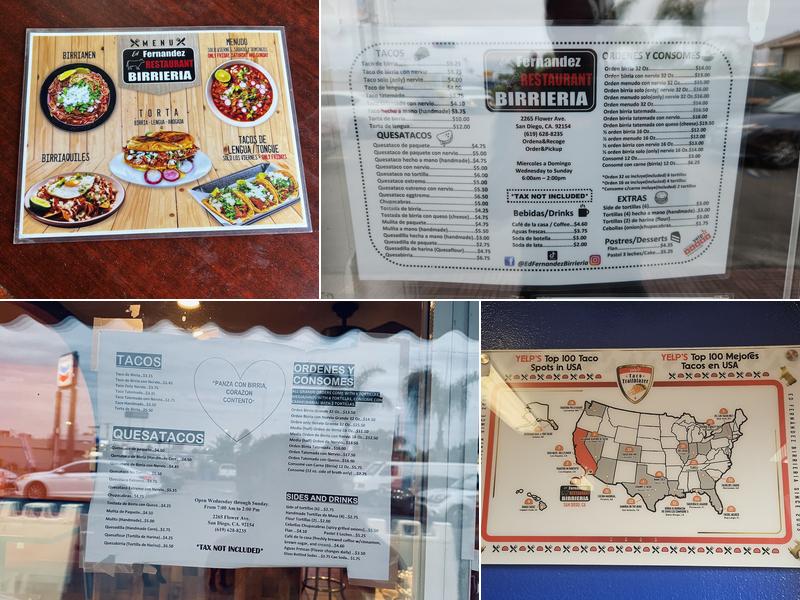 Ed Fernandez Restaurant Birrieria Menu