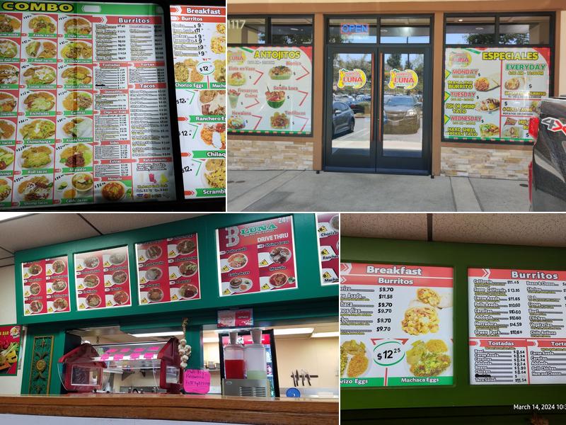 Burritos Luna Mexican Food Menu
