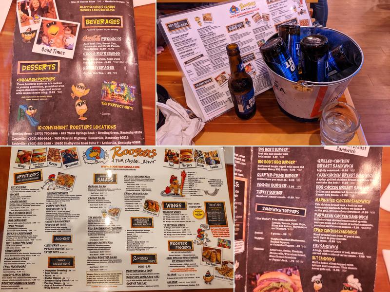 Roosters Menu
