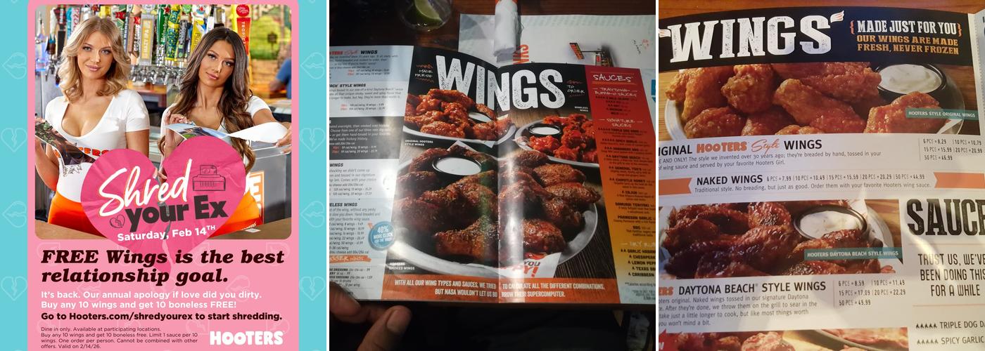 Hooters Menu