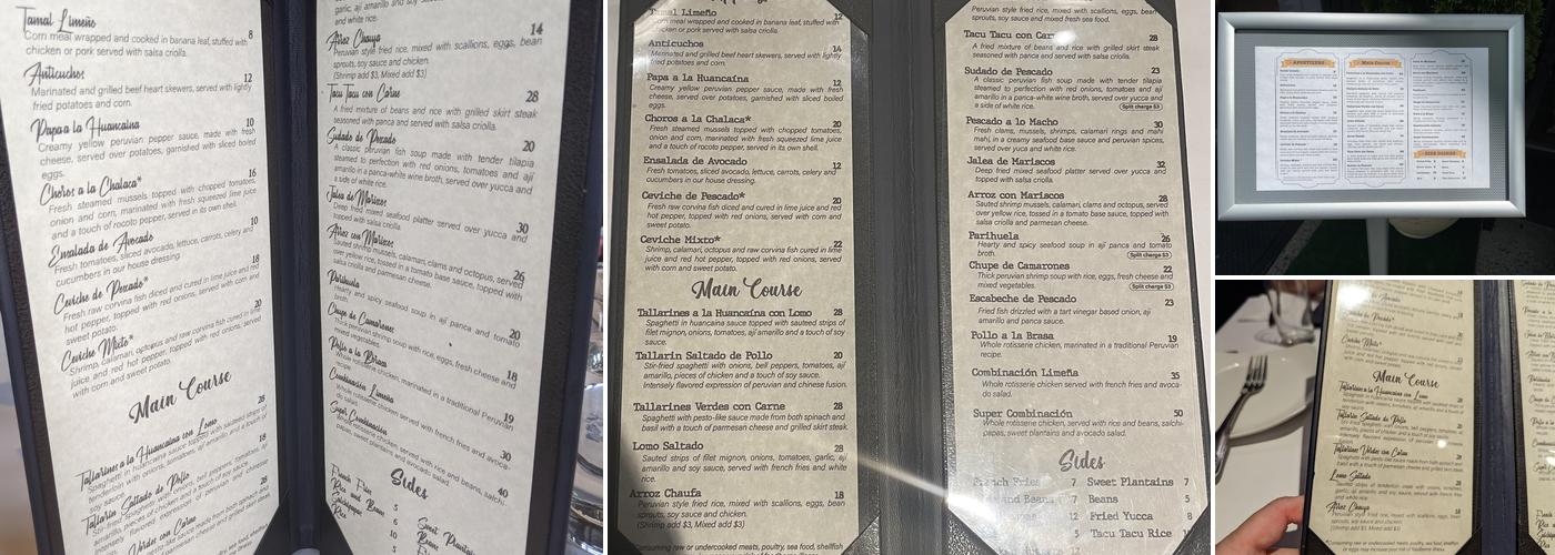 Lima 33 Restaurant Menu