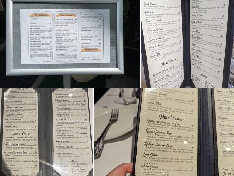 Lima 33 Restaurant Menu