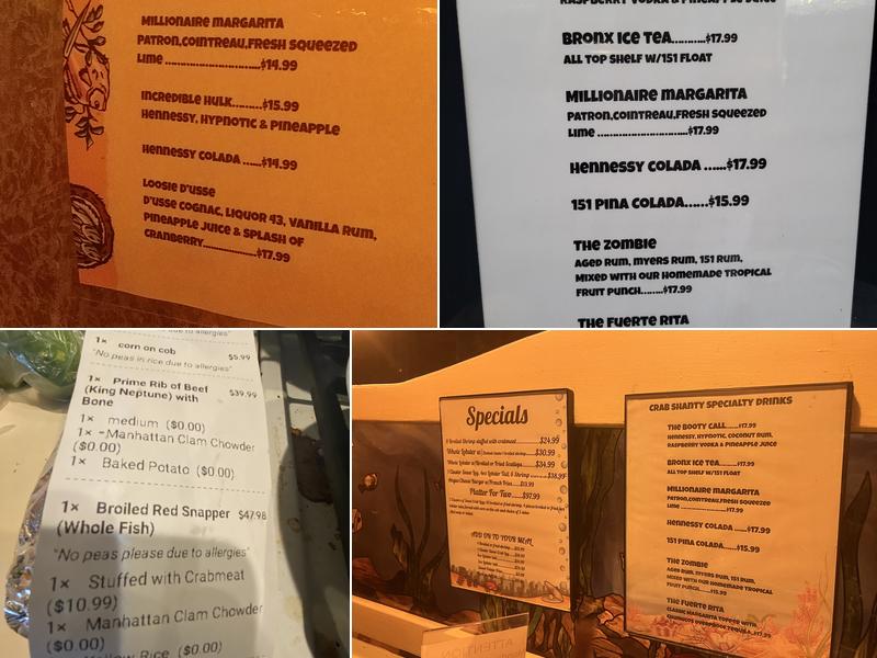 The Original Crab Shanty Menu