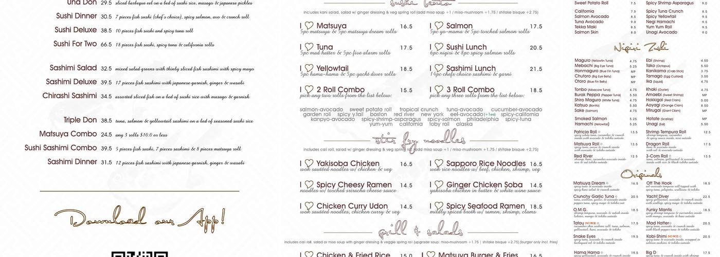 Matsuya Sushi Menu