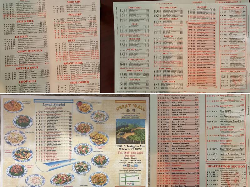 Great Wall (Wilmore) Menu