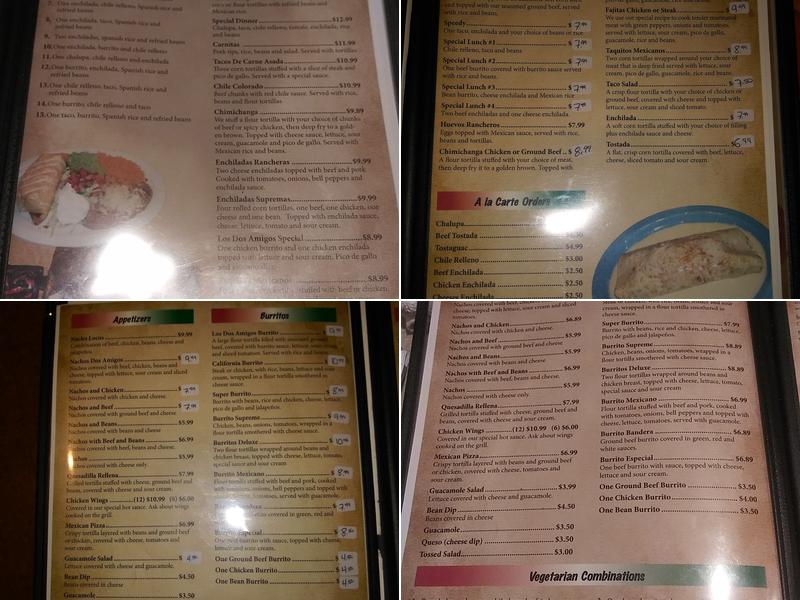 Los Dos Amigos Menu