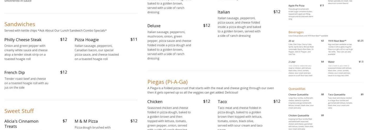 Big John's Pelican Pizza Menu