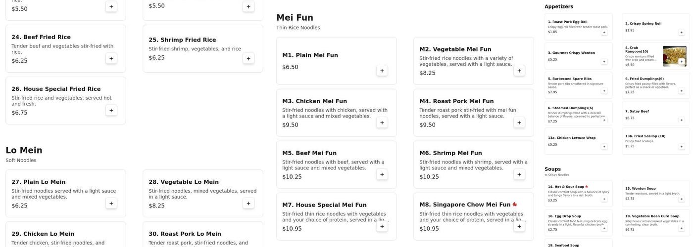 China King Menu